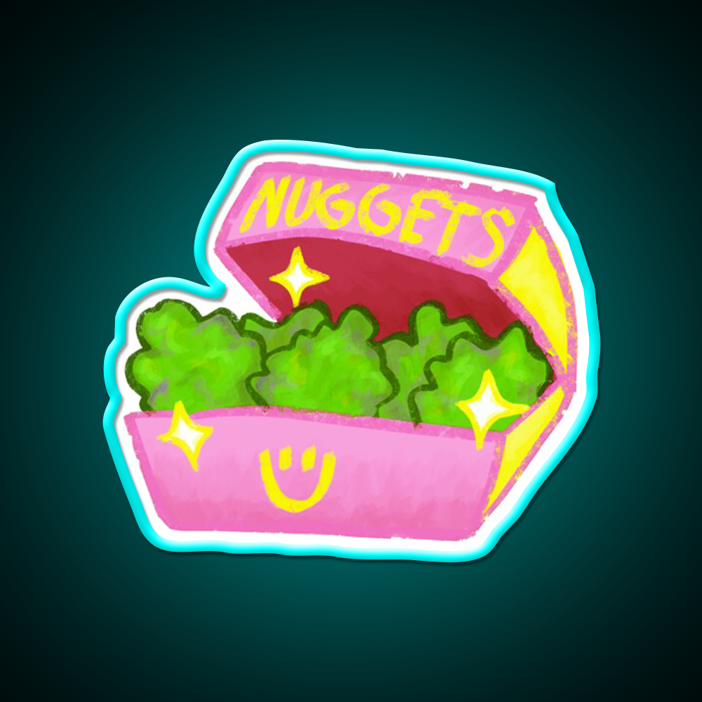 Cute Pink Weed Nuggets Fast Food Led Neon Sign For Burger Place Rgb Color