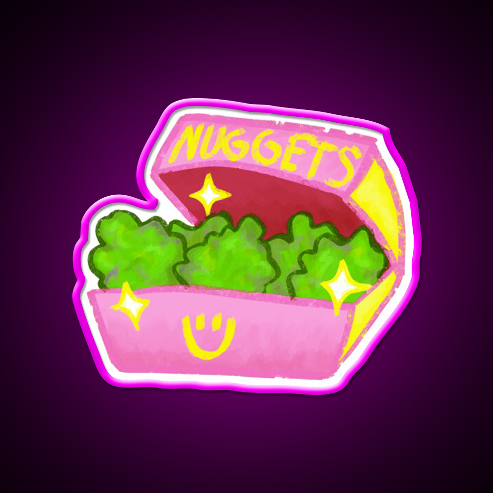 Cute Pink Weed Nuggets Fast Food Led Neon Sign For Burger Place Rgb Color