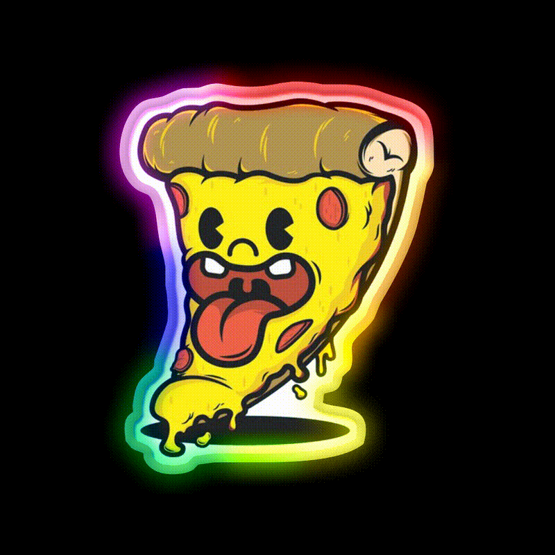 Cute Pizza Fast Food Led Neon Sign For Burger Place Rgb Color