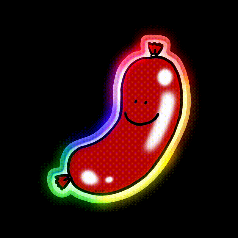 Cute Pork Sausage Snack Food Led Neon Sign Rgb Color - LED neon sign close-up detail
