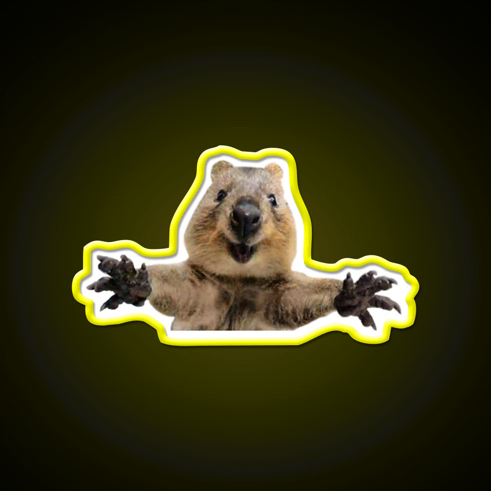 Cute Quokka Hug Welcome Led Neon Sign Open Sign Rgb Color - Custom LED neon sign front view