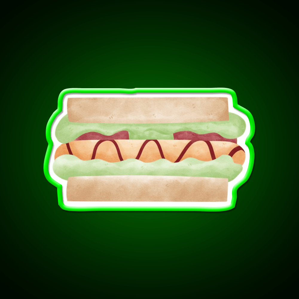 Cute Sandwich Hot Dog Illustration Snack Food Led Neon Sign Rgb Color - Shineneon