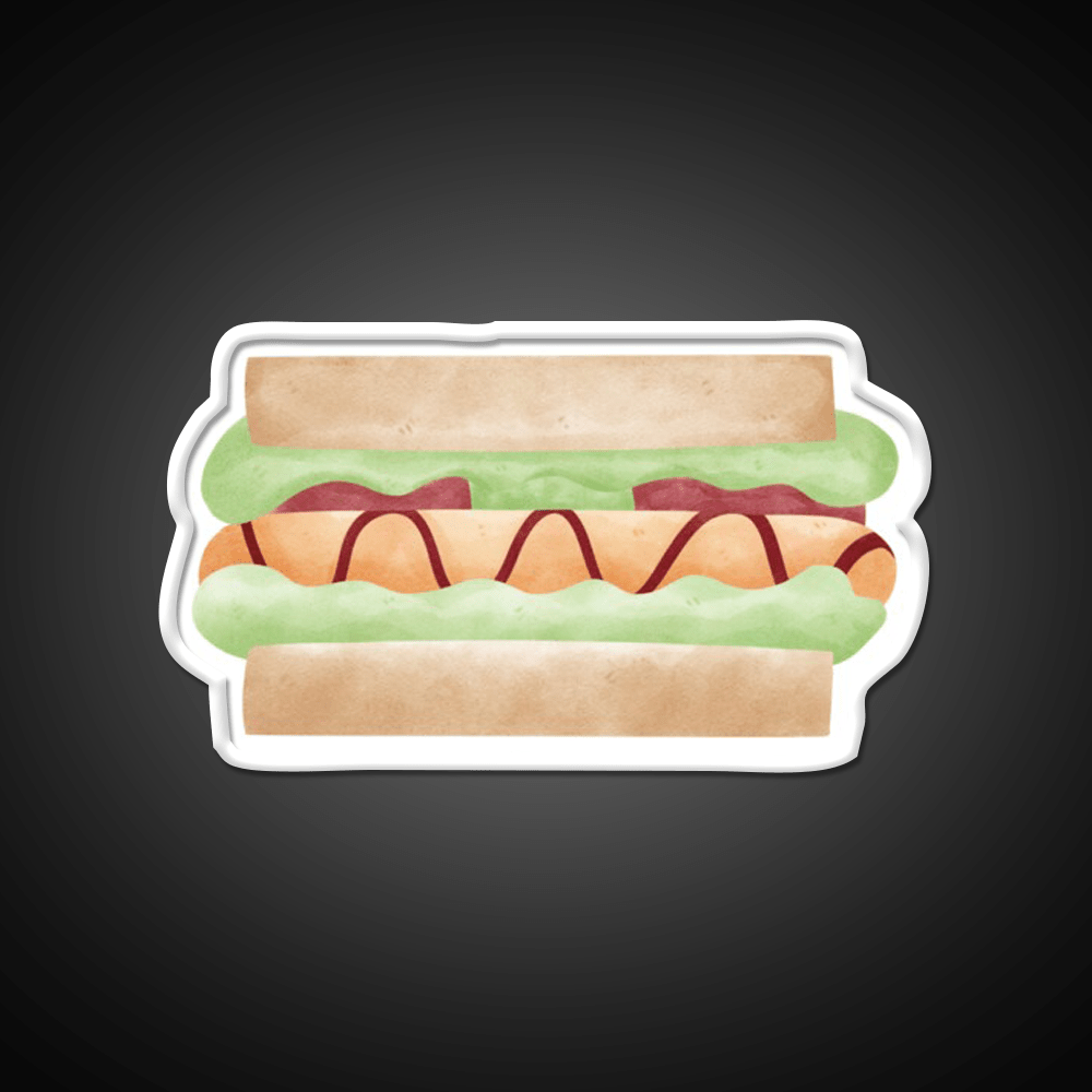 Cute Sandwich Hot Dog Illustration Snack Food Led Neon Sign Rgb Color - Shineneon