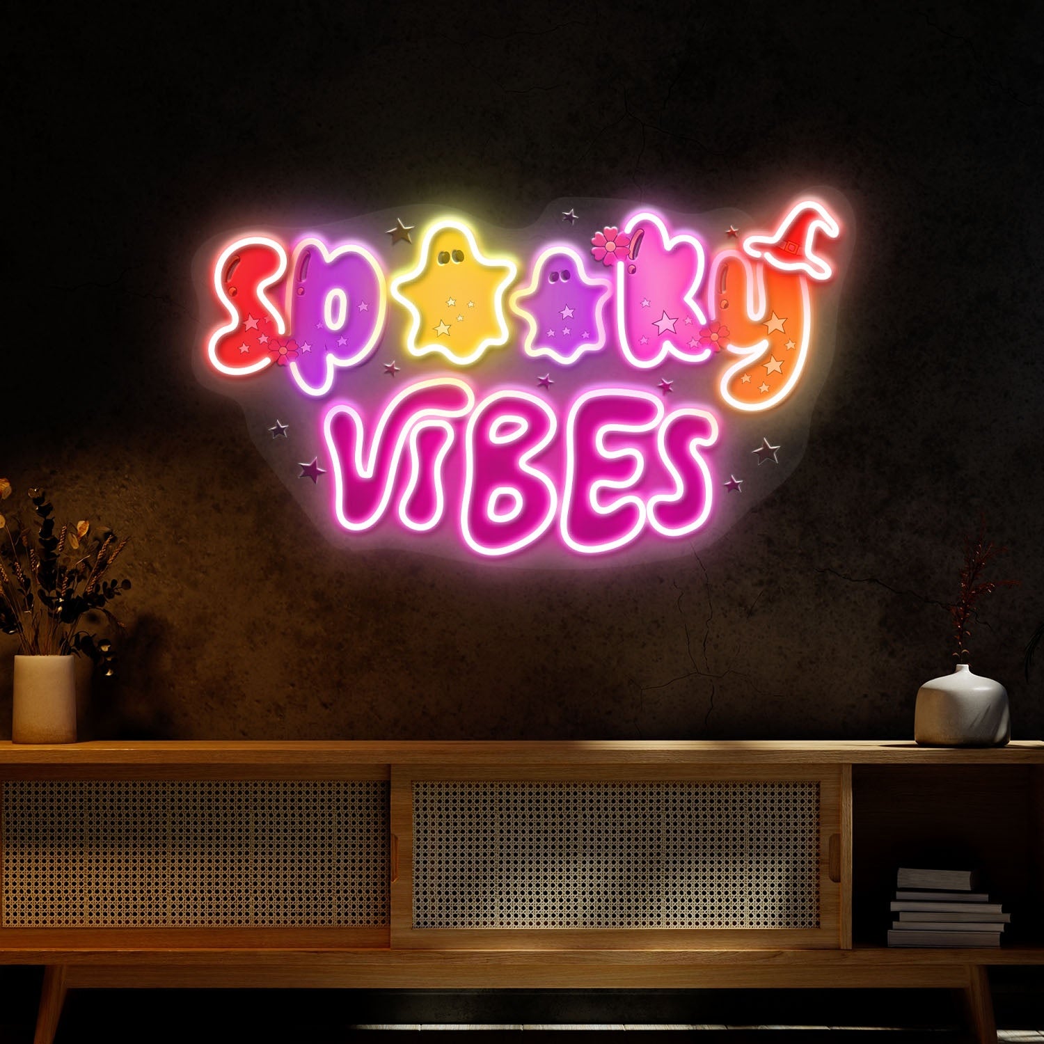 Cute Spooky Vibes Halloween Acrylic Led Neon Sign | Shineneon