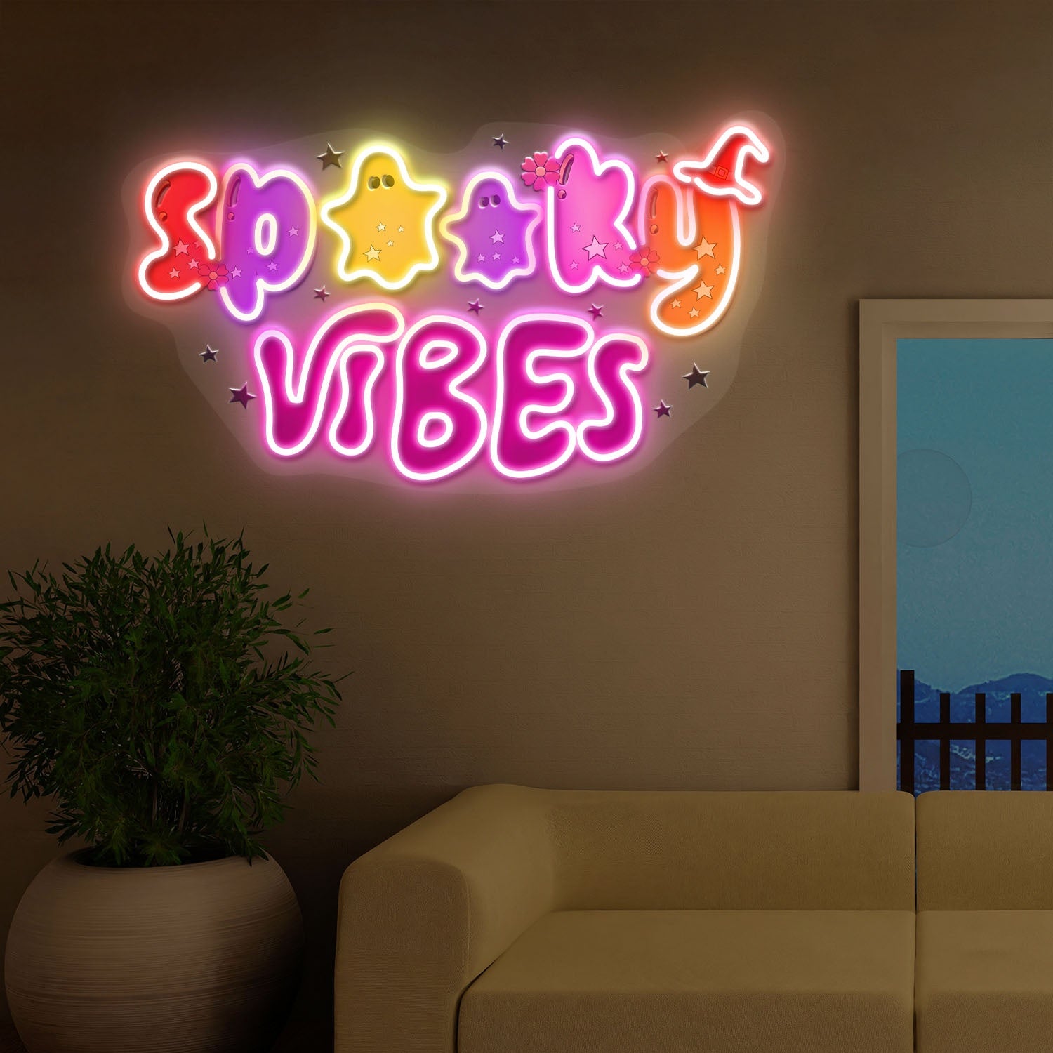Cute Spooky Vibes Halloween Acrylic Led Neon Sign | Shineneon