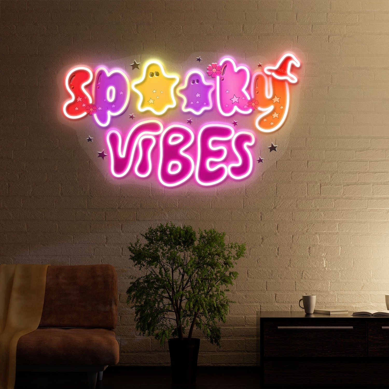Cute Spooky Vibes Halloween Acrylic Led Neon Sign | Shineneon