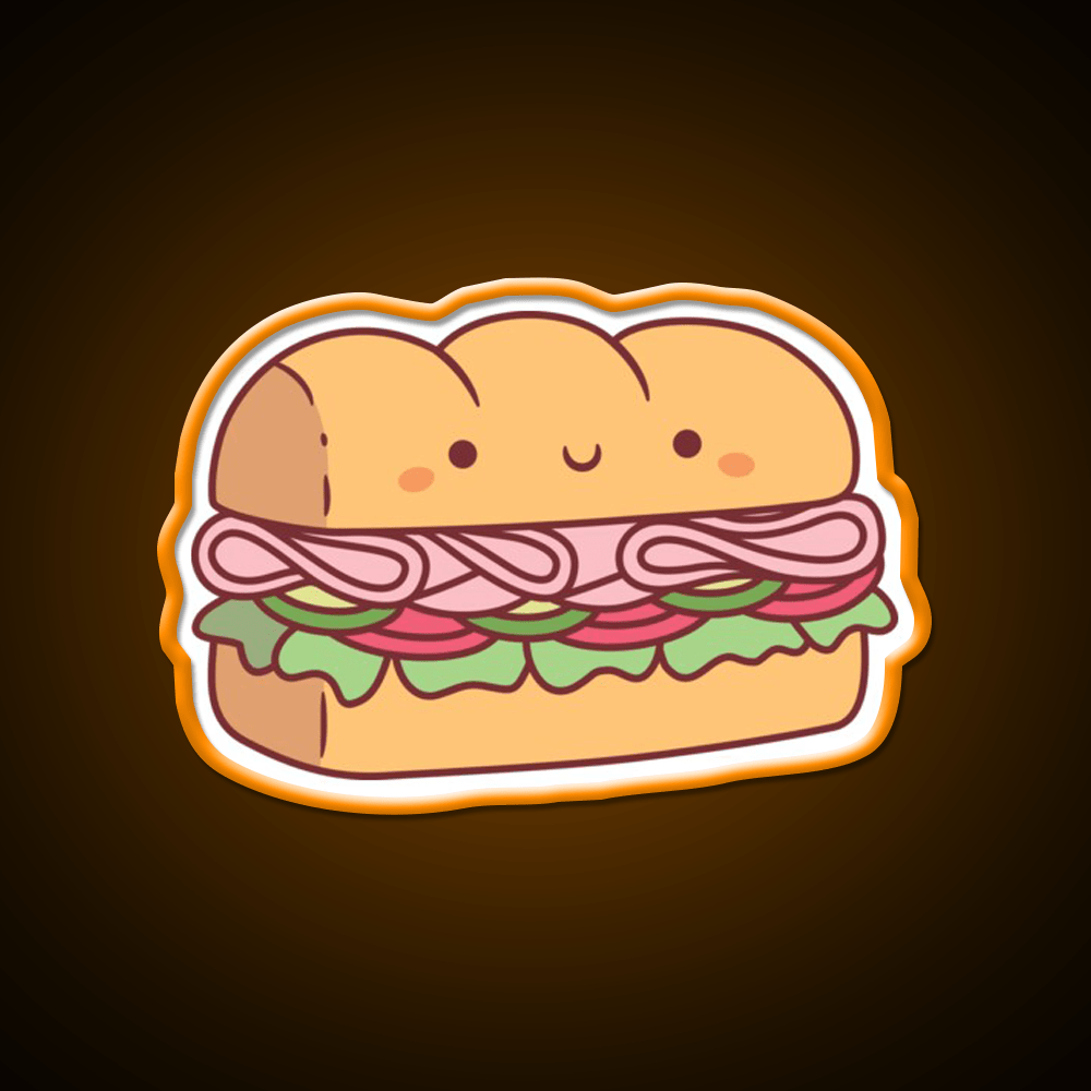 Cute Submarine Sandwich Bread Fast Food Led Neon Sign For Burger Place Rgb Color - Shineneon