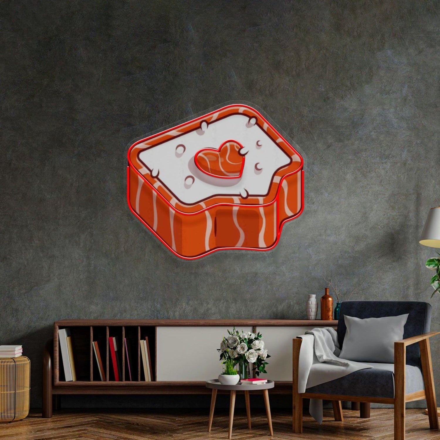 Cute Sushi Heart Orange-Pink Uv Printed Led Neon Sign For Home Decor | Shineneon