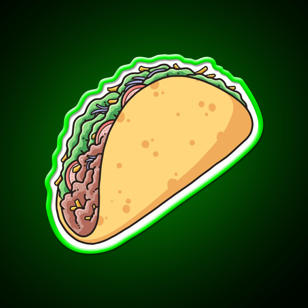 Cute Taco Food Illustration Taco Led Neon Sign Mexican Food Sign Rgb Color - Shineneon
