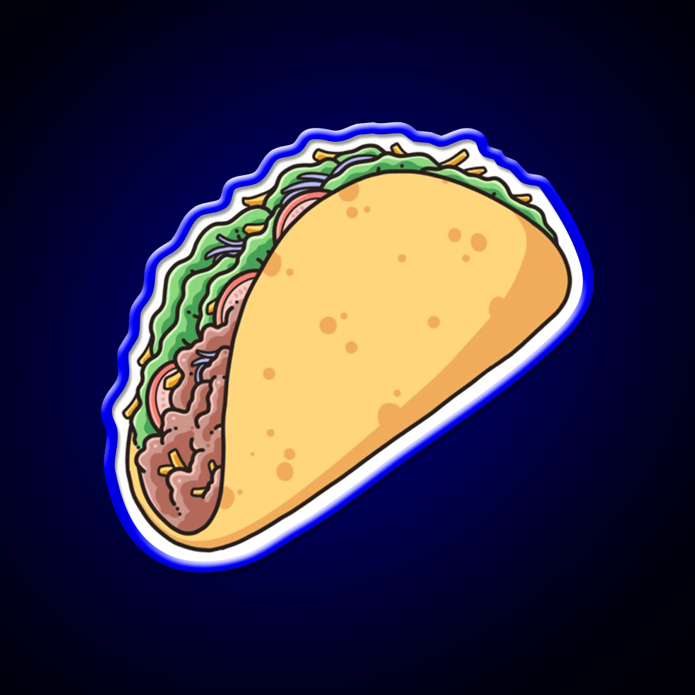 Cute Taco Food Illustration Taco Led Neon Sign Mexican Food Sign Rgb Color - Shineneon
