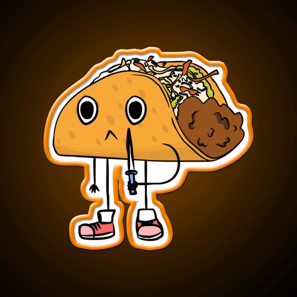 Cute Taco Holding Knife Taco Led Neon Sign Mexican Food Sign Rgb Color - Shineneon