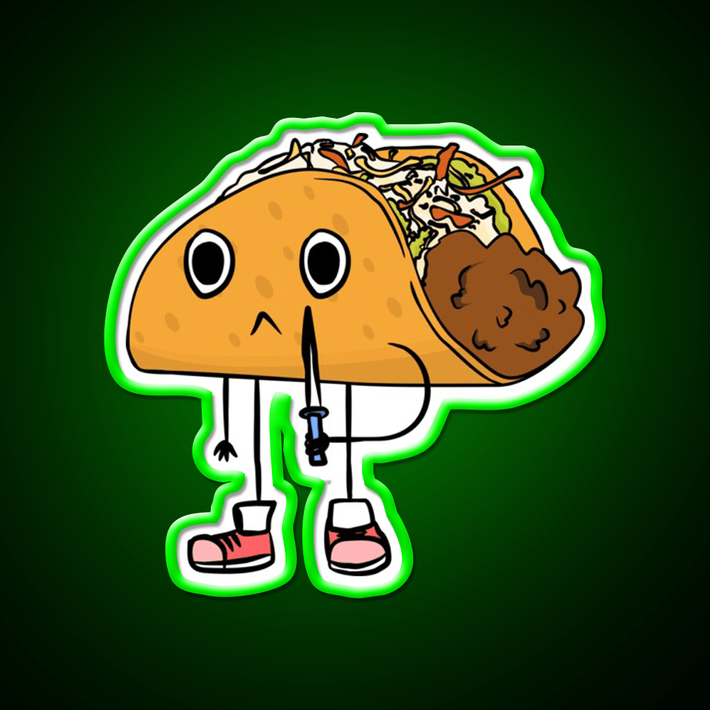 Cute Taco Holding Knife Taco Led Neon Sign Mexican Food Sign Rgb Color - Shineneon