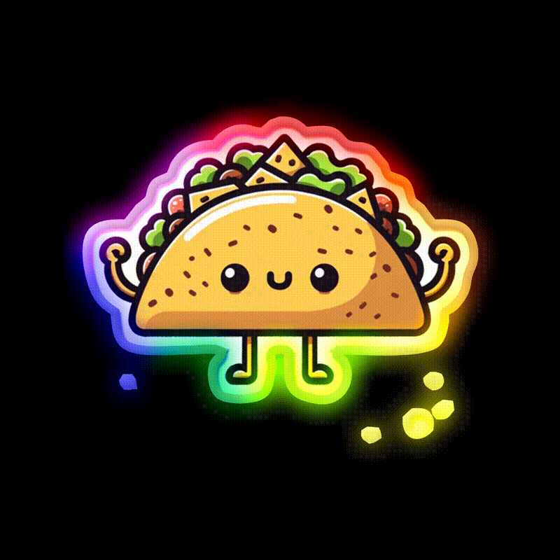 Cute Taco Led Neon Sign Mexican Food Sign Rgb Color - LED neon sign close-up detail