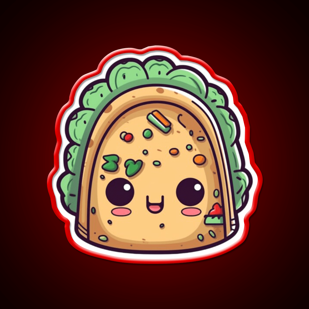 Cute Taco Led Neon Sign Mexican Food Sign Kawaii Taco Rgb Color - Shineneon
