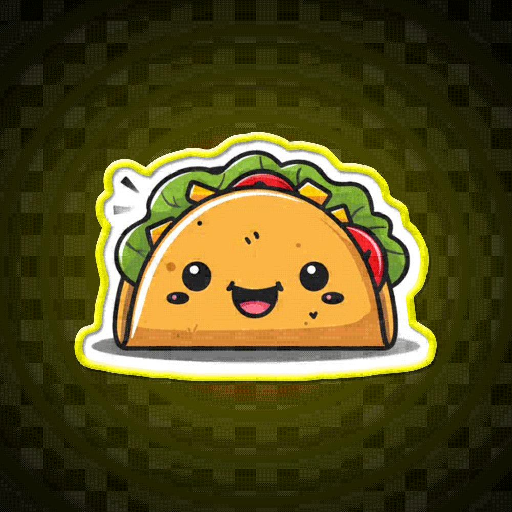 Cute Taco Led Neon Sign Mexican Food Sign Kitchen Sign Rgb Color - Custom LED neon sign front view