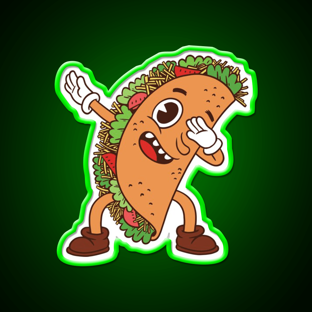 Cute Tacos Dabbing Taco Lover Taco Led Neon Sign Mexican Food Sign Rgb Color - Shineneon