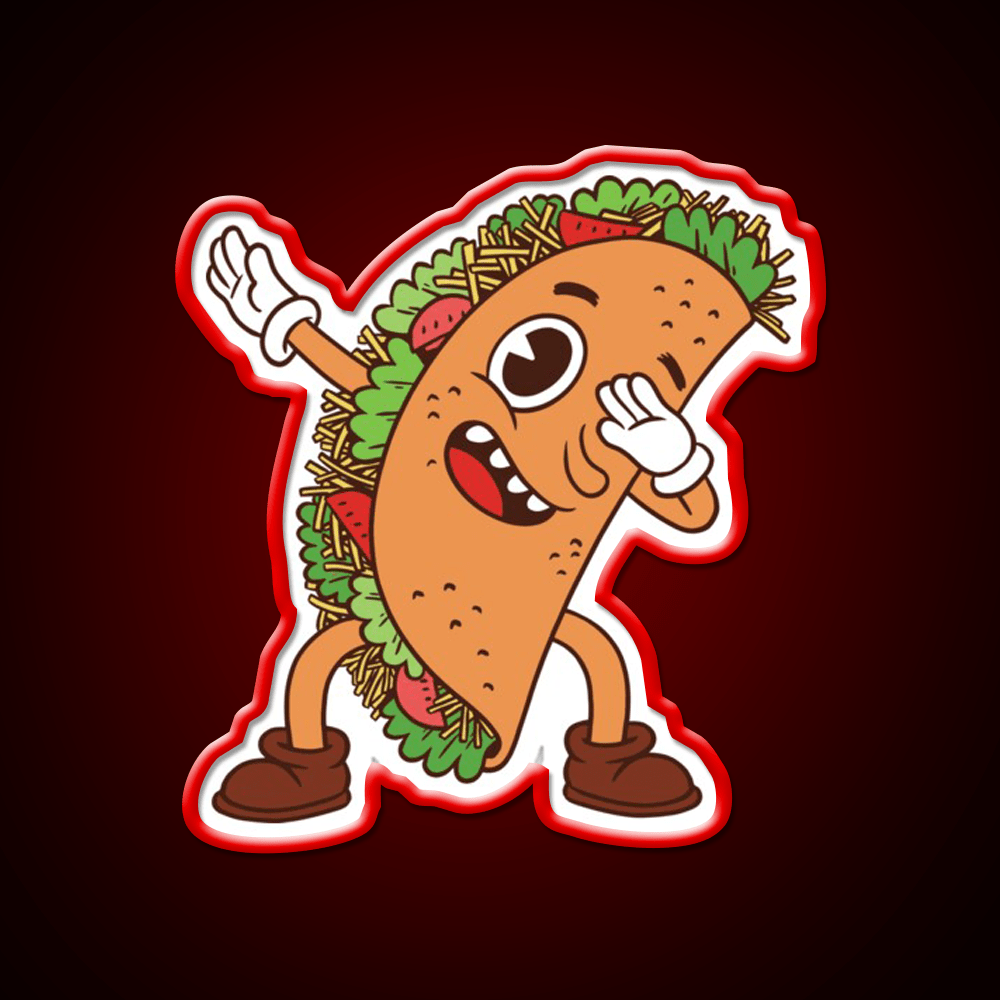 Cute Tacos Dabbing Taco Lover Taco Led Neon Sign Mexican Food Sign Rgb Color - Shineneon
