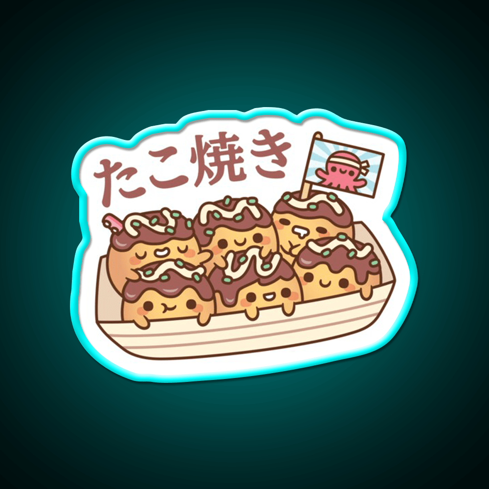 Cute Takoyaki Octopus Balls Japanese Street Food Snack Food Led Neon Sign Rgb Color - Shineneon