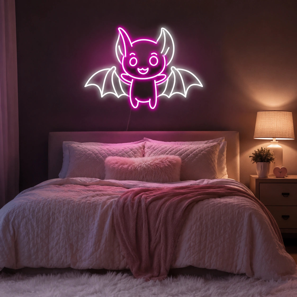 Cute Vampire Bat LED Neon Sign real lifestyle scene