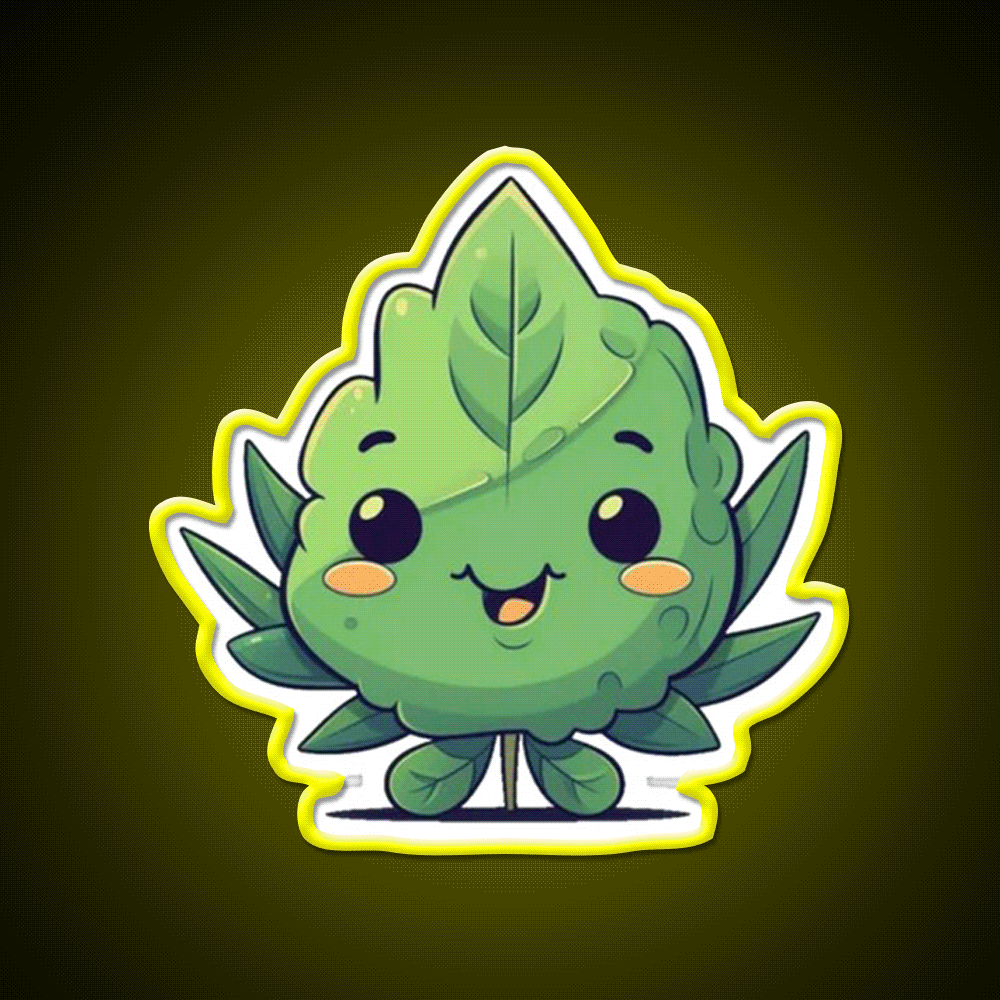 Cute Weed Nug Hemp Inspired Green Leaf Led Neon Sign Rgb Color - Custom LED neon sign front view