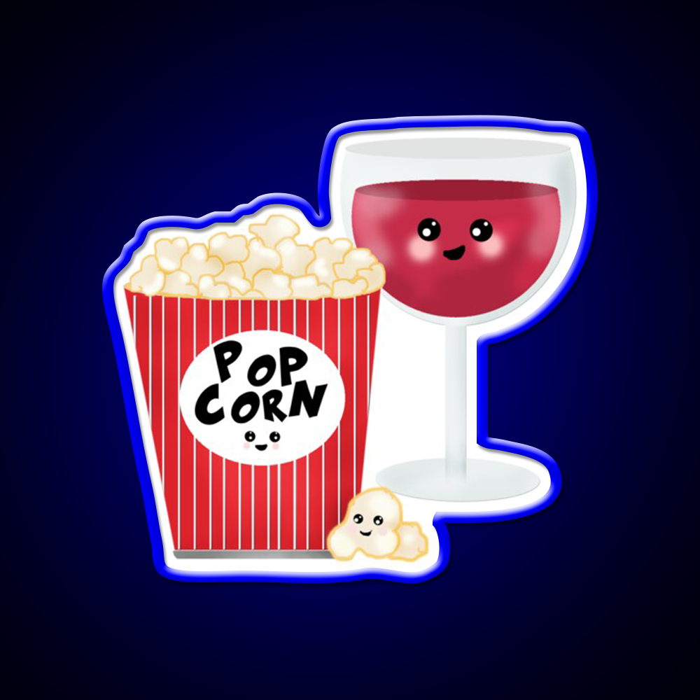 Cute Wine And Popcorn Led Neon Sign Chinese Food Rgb Color