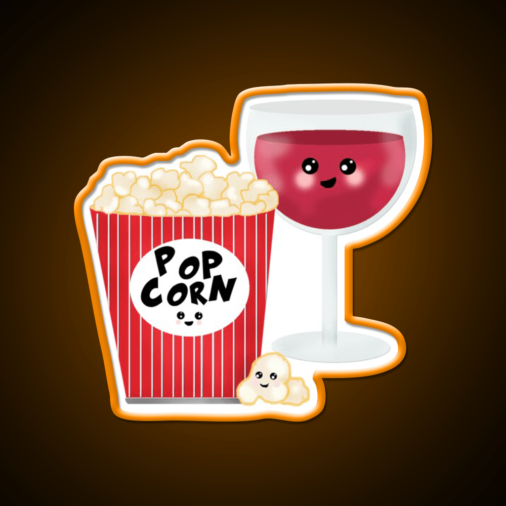 Cute Wine And Popcorn Snack Food Led Neon Sign Rgb Color - Shineneon