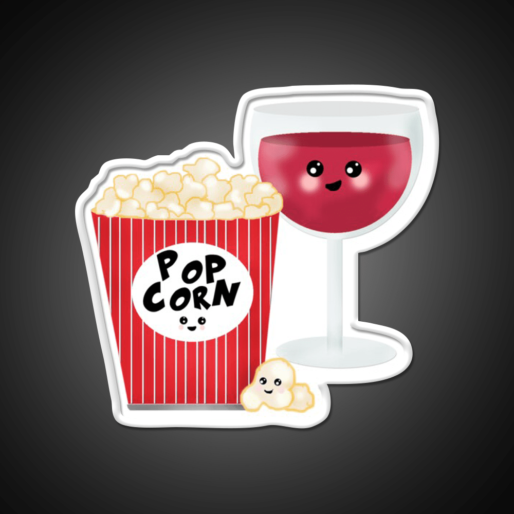 Cute Wine And Popcorn Snack Food Led Neon Sign Rgb Color - Shineneon
