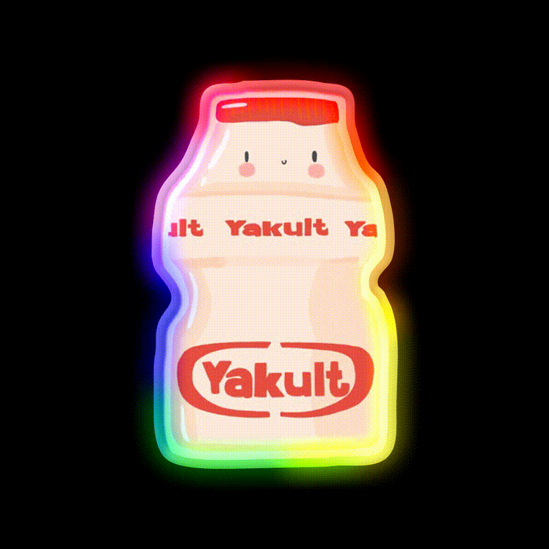 Cute Yogurt Drink Illustration Led Neon Sign Chinese Food Rgb Color