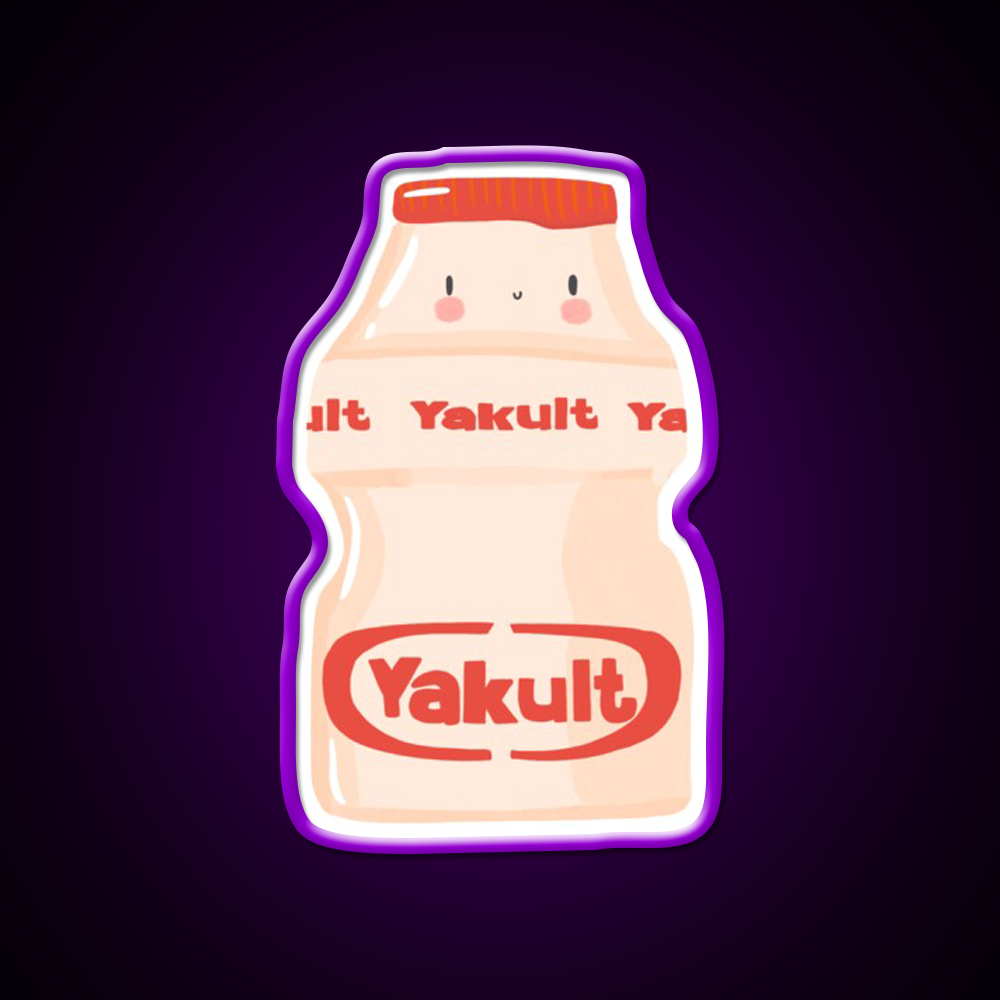 Cute Yogurt Drink Illustration Led Neon Sign Chinese Food Rgb Color