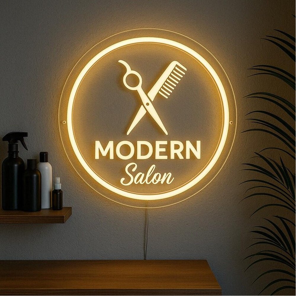 Cutting Salon Acrylic Business Logo Sign - Shineneon