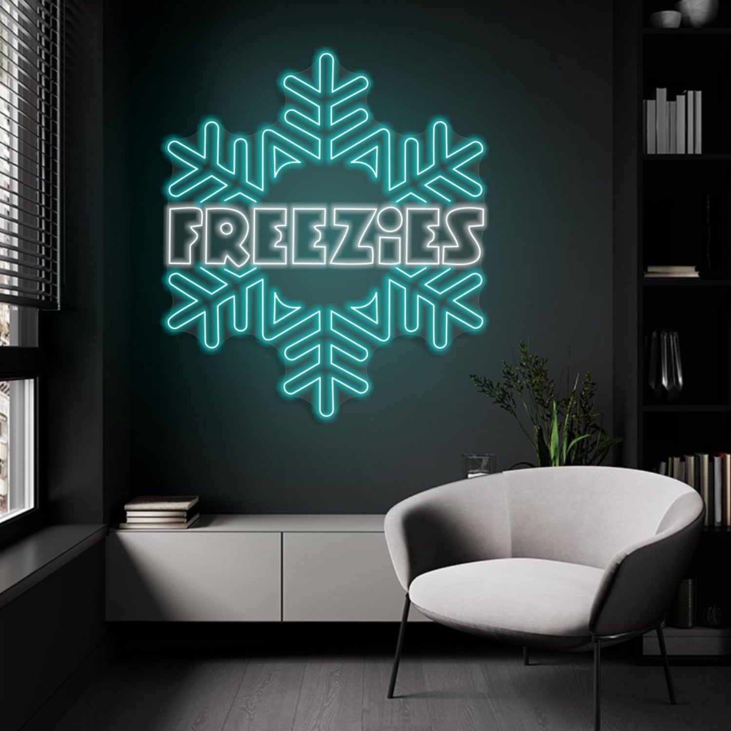 Cyan Blue White Snowflake Freezies Led Neon Sign For Home Decor | Shineneon