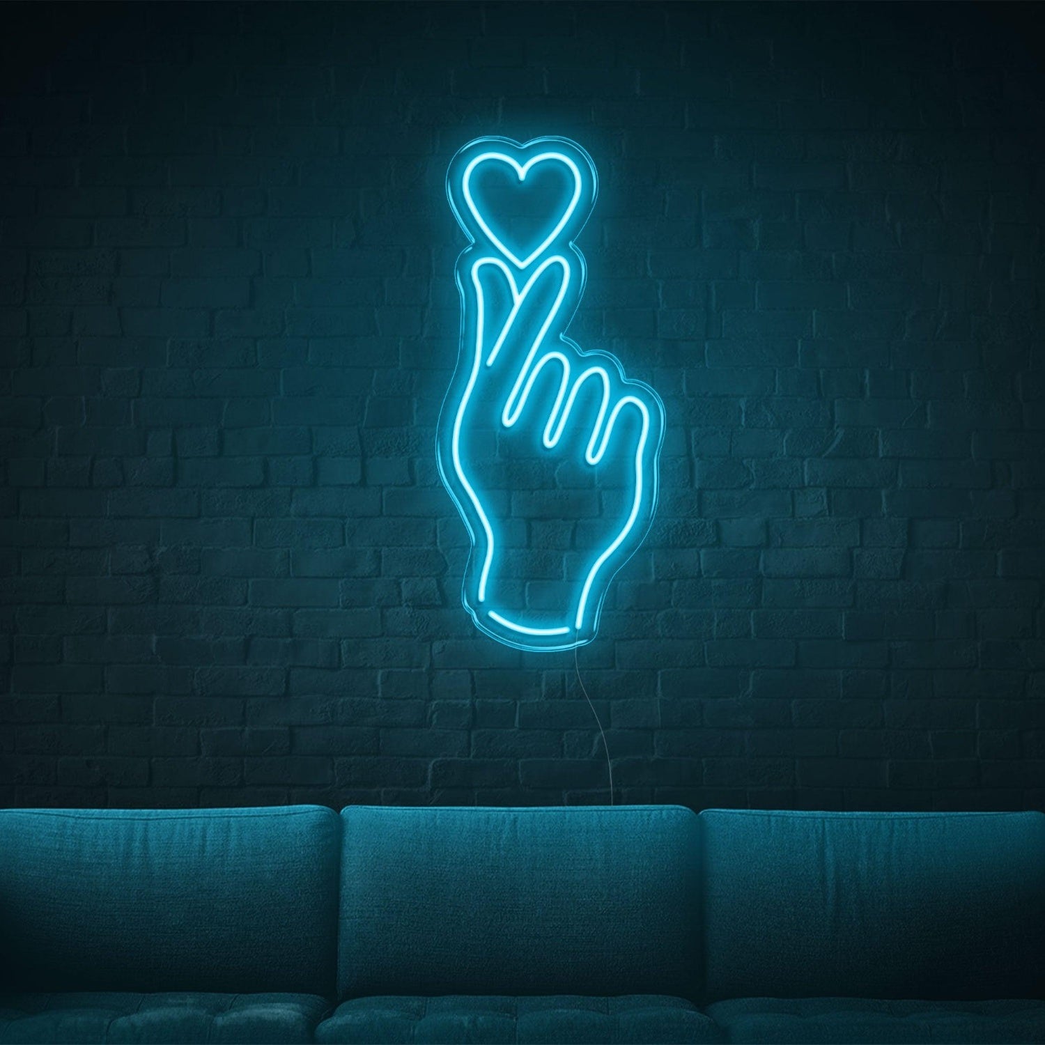 Cyan Hand And Heart Led Neon Sign For Modern Home Cafe Decor | Shineneon