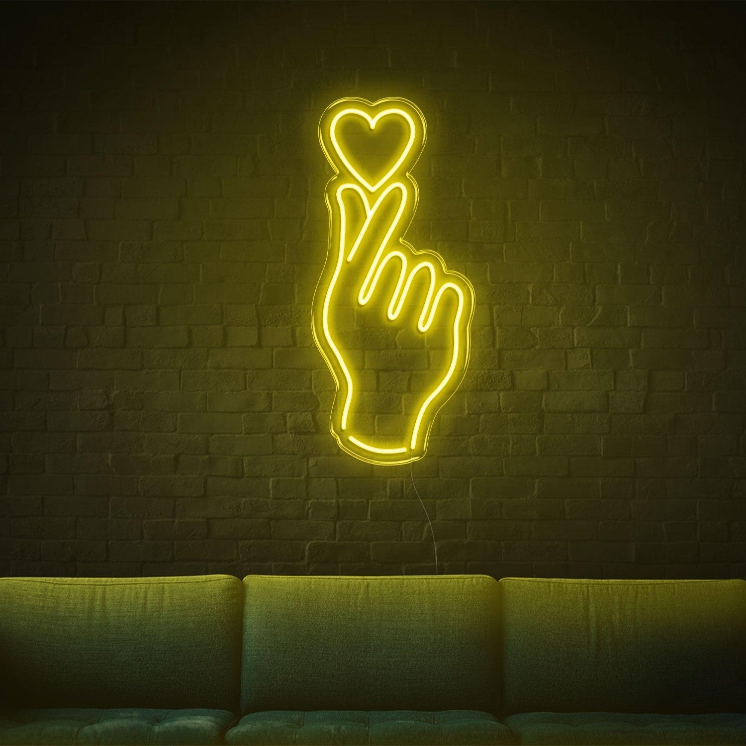 Cyan Hand And Heart Led Neon Sign For Modern Home Cafe Decor | Shineneon