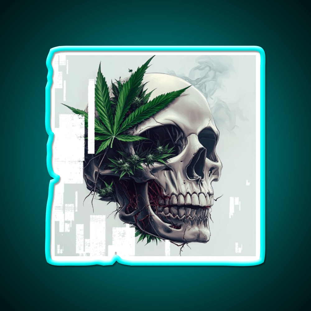 Cyber Skull Hemp Inspired Green Leaf Led Neon Sign Rgb Color - Shineneon