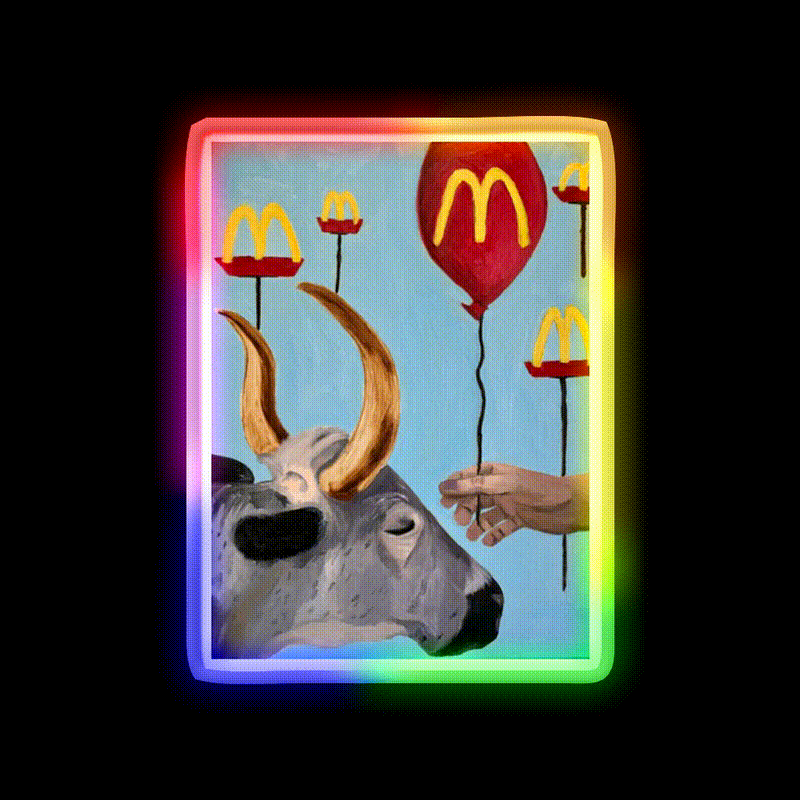 Cycle Fast Food Led Neon Sign For Burger Place Rgb Color