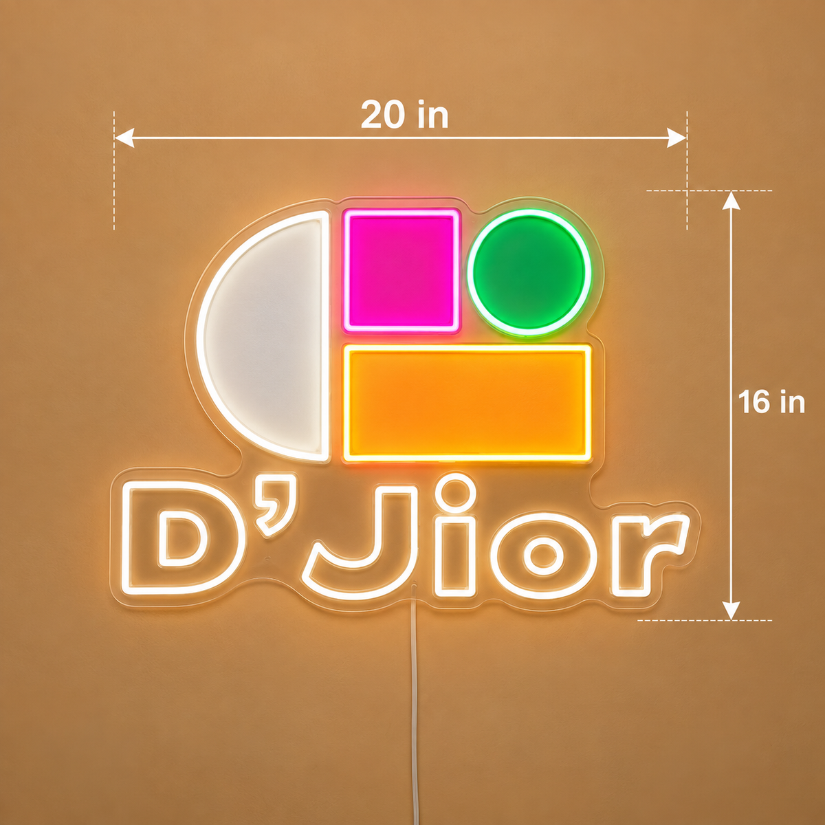 D'Jior Logo Custom LED Neon Sign | 39bed64fcd8e63e4628e1f1527d9c81b2add7c68fae172d7d2980b563cd8ecfa | dimensions