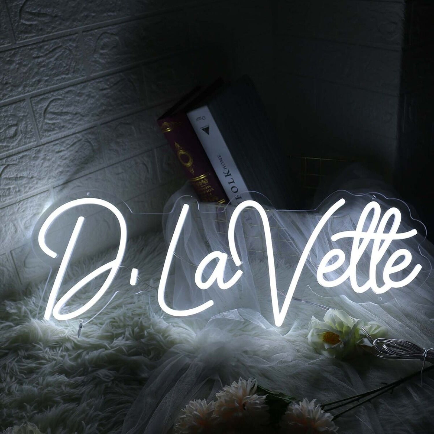 D Lavette White Led Neon Sign - Shineneon