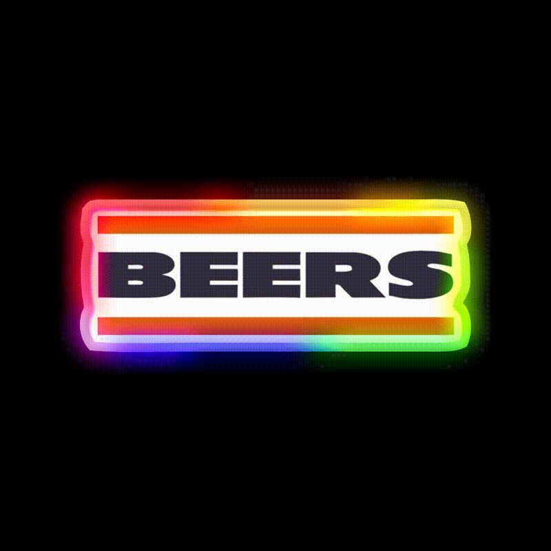 Da Beers Chicago Bears Beer Bar Decor Led Neon Sign Rgb Color - LED neon sign close-up detail