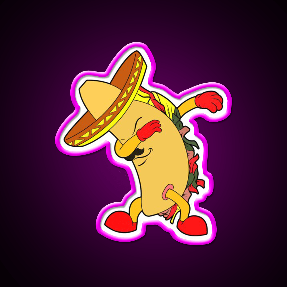 Dabbing Cute Taco Led Neon Sign Mexican Food Sign Rgb Color - Shineneon