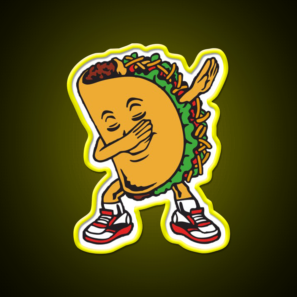 Dabbing Taco Led Neon Sign Mexican Food Sign Kitchen Sign Rgb Color - Custom LED neon sign front view