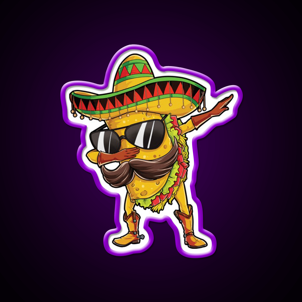 Dabbing Taco Tuesday Mexican Food Mexico Gifts Taco Led Neon Sign Rgb Color - Shineneon