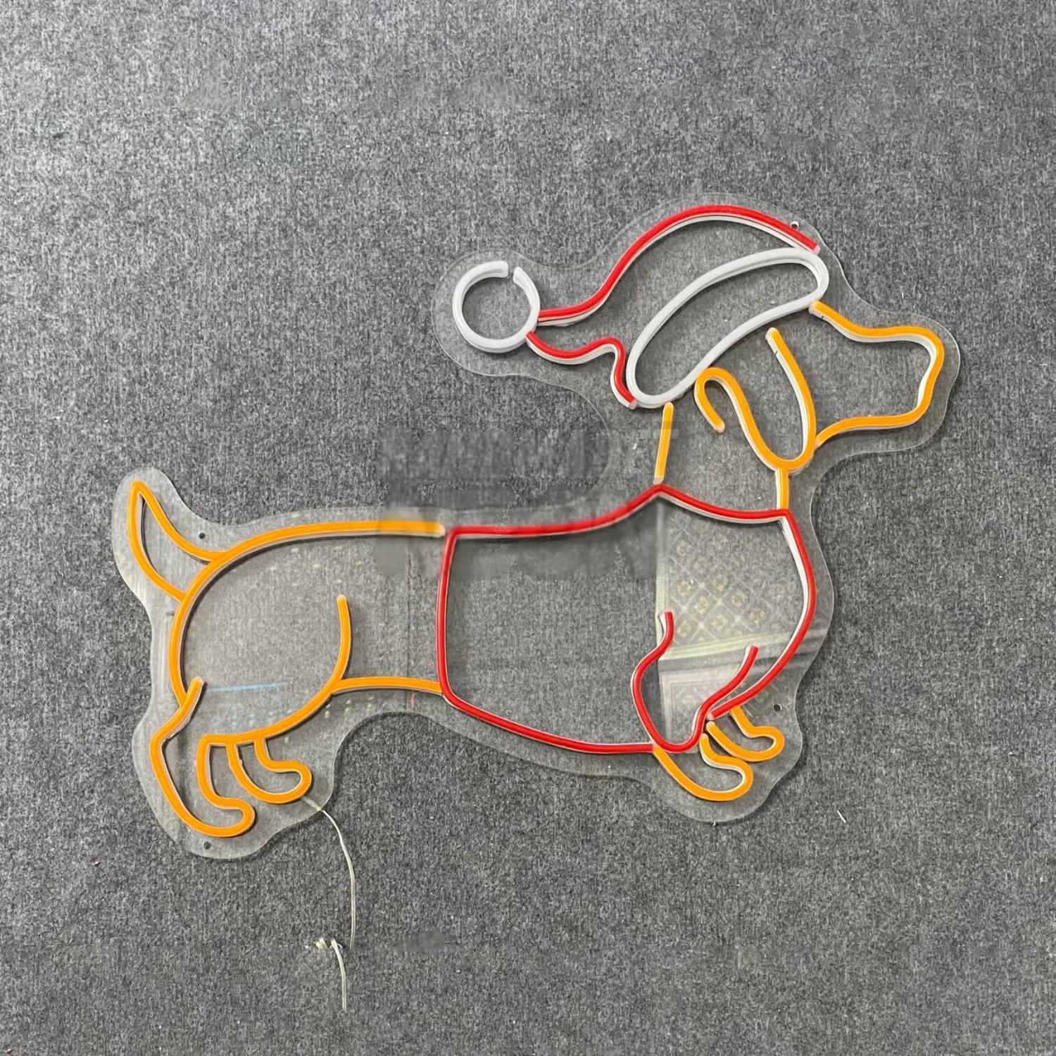 Dachshund Wear Christmas Clothes Led Neon Sign | Shineneon