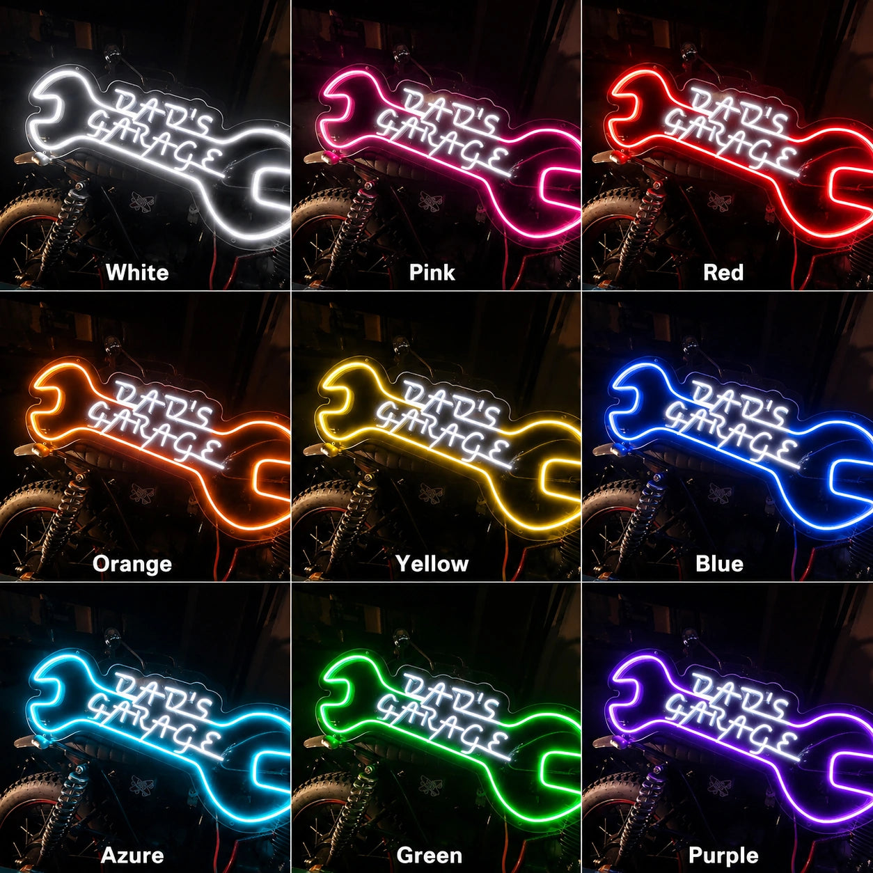 Dad's Wrench Garage Neon Sign LED Neon Sign color grid
