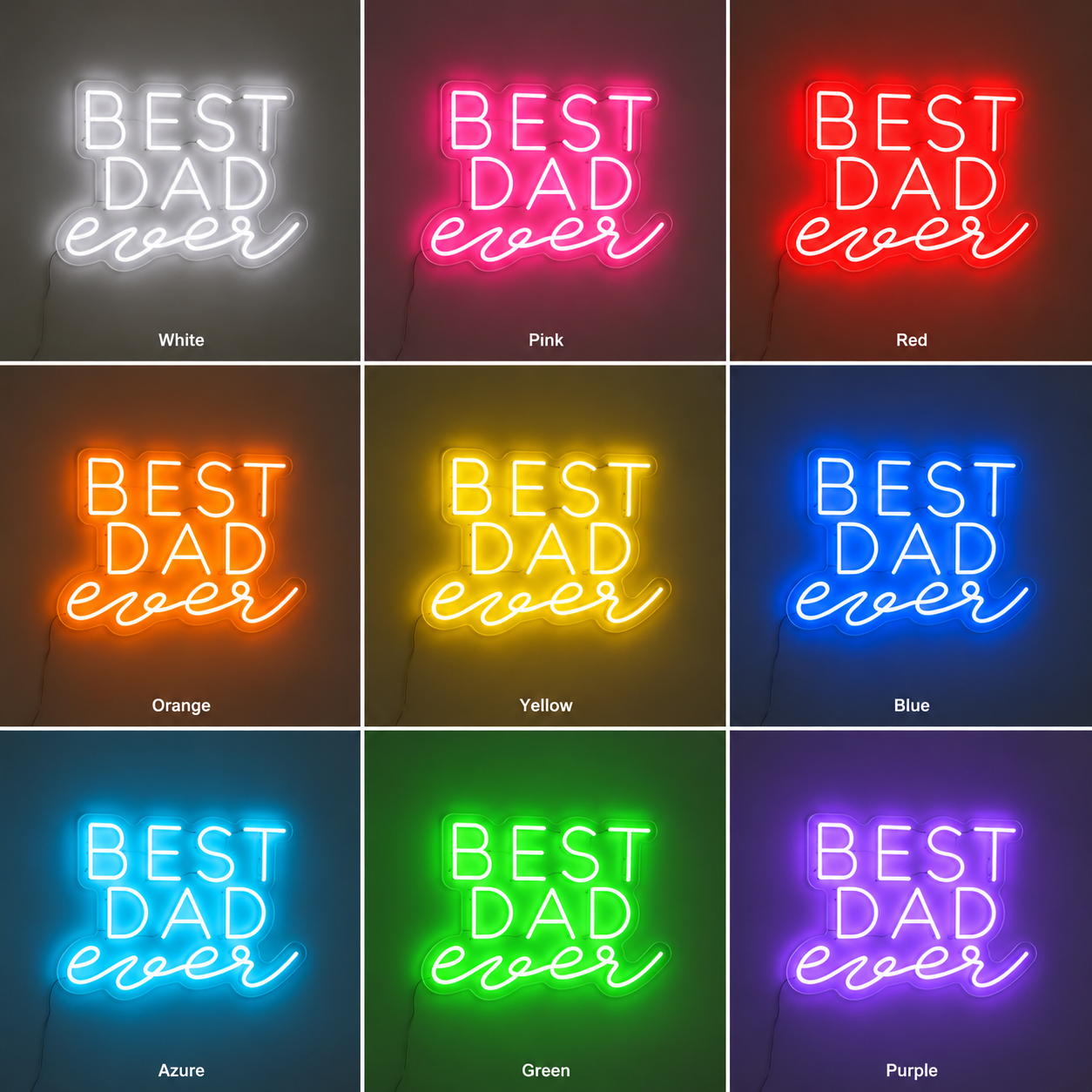 Dad Warm White Wall Decor LED Neon Sign color grid