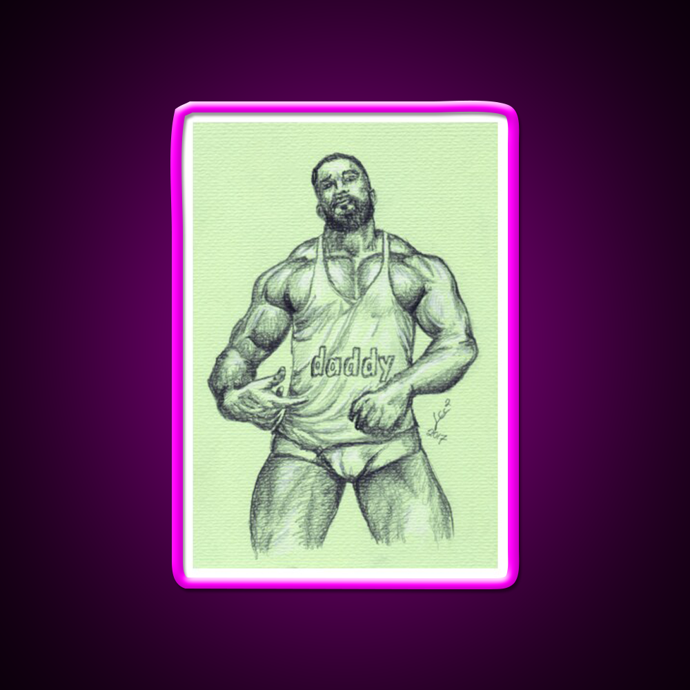 Daddy Gym Fitness Led Neon Sign Rgb Color - Neon sign mounted on wall in room