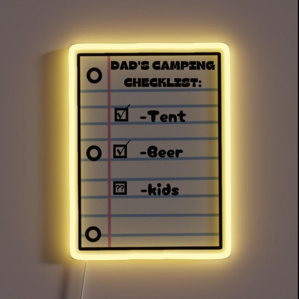 Dads Camping Checklist Check Beer Check Kids Rgb Led Neon Sign - Shineneon