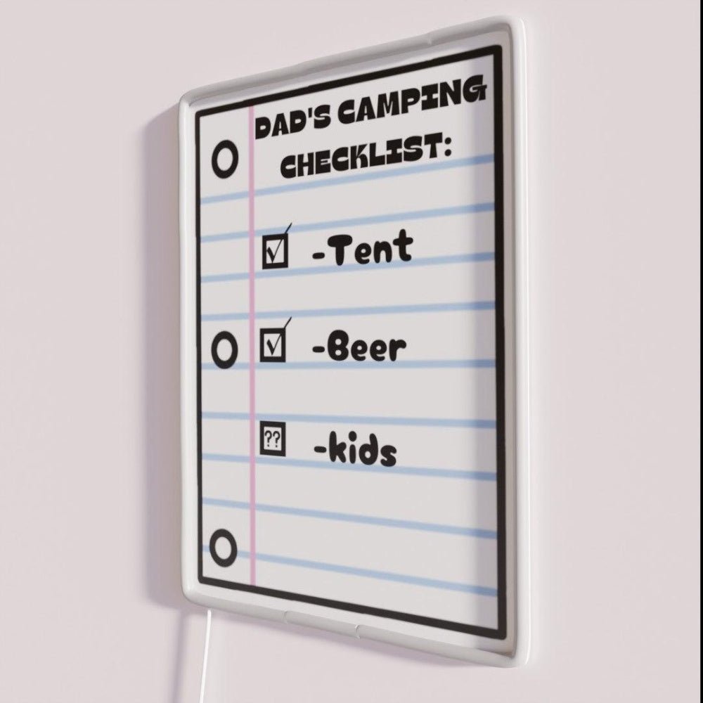 Dads Camping Checklist Check Beer Check Kids Rgb Led Neon Sign - Shineneon