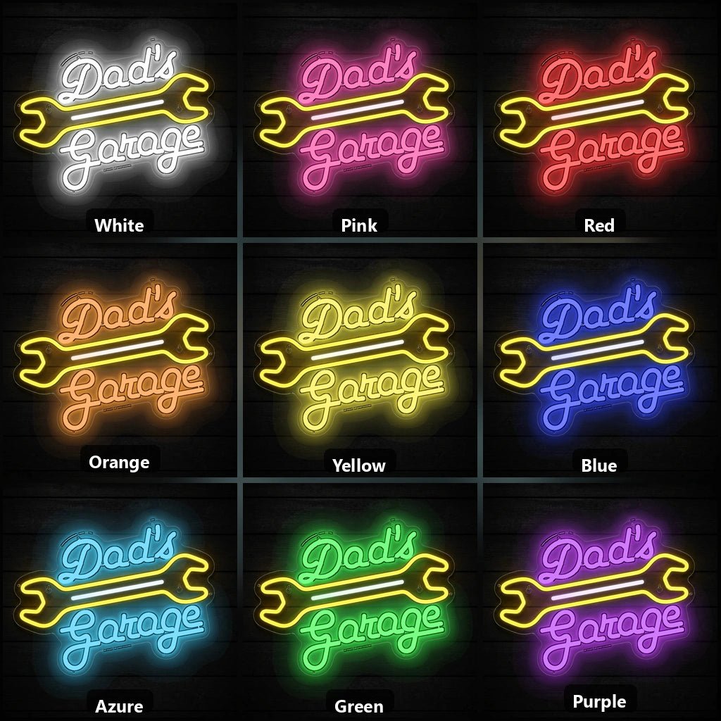 Dads Garage Crossed Wrenches Vintage LED Neon Sign - Shineneon