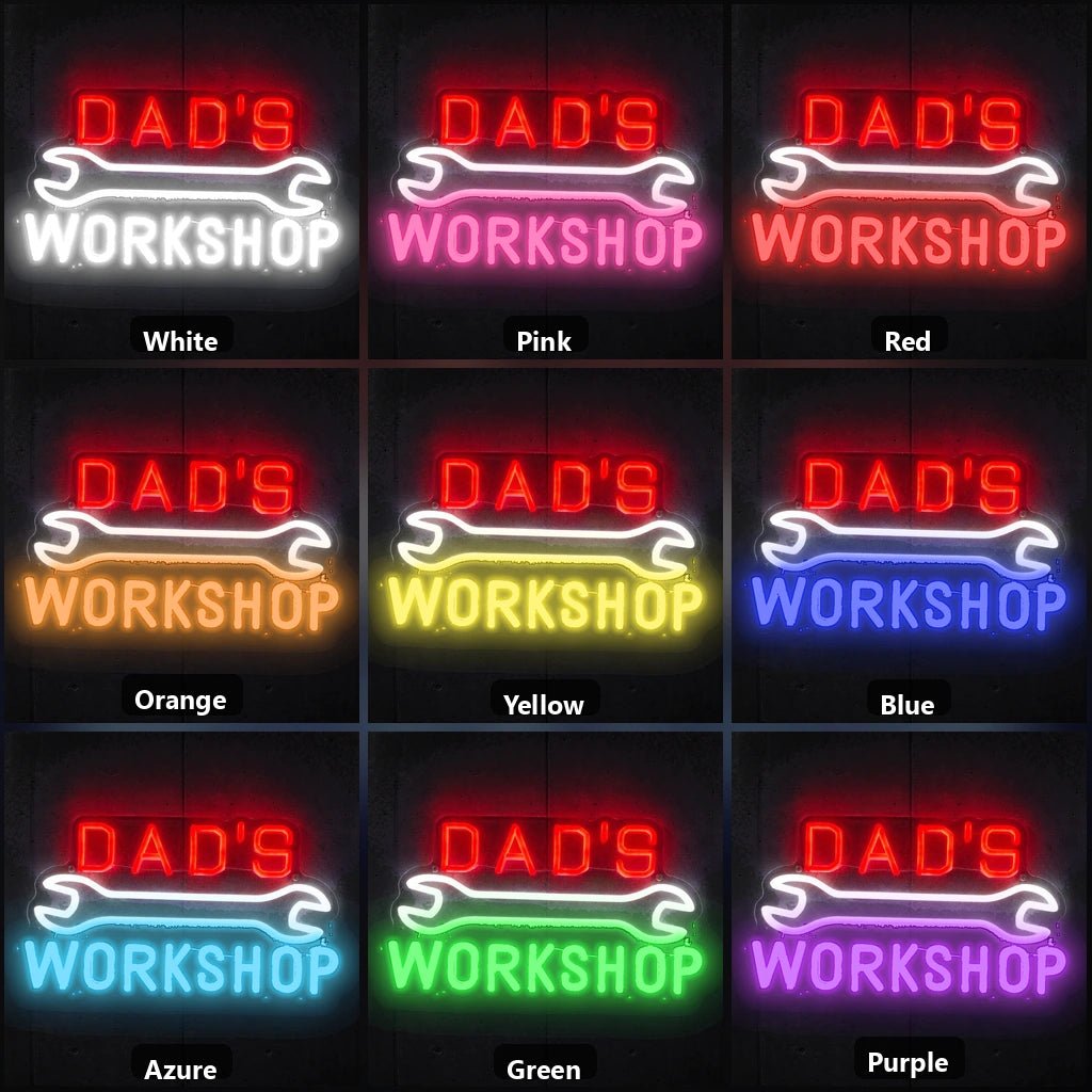 Dads Workshop Wrench Vintage LED Neon Sign - Shineneon