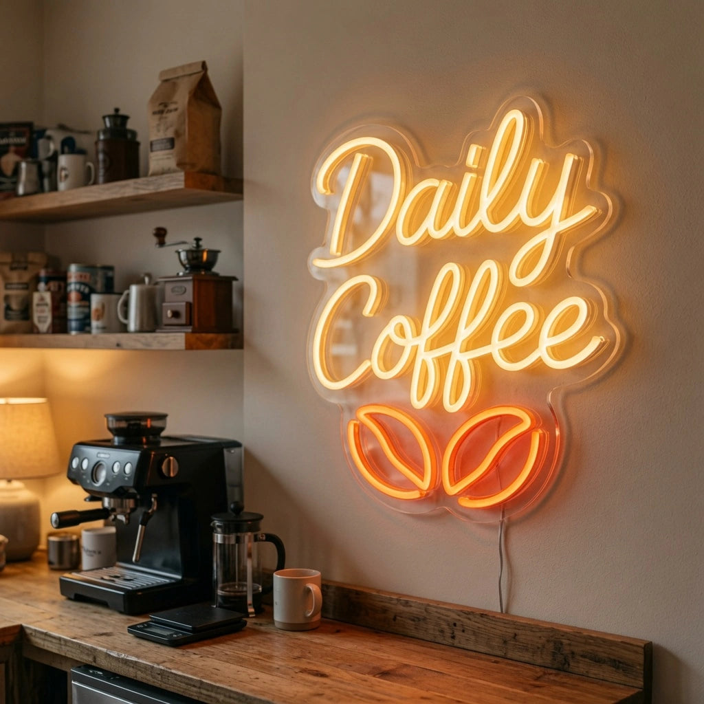 Daily Coffee Wall Decor LED Neon Sign - 03 Real Lifestyle Scene